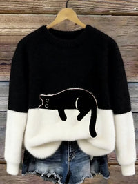 Bonnie | Cat Print Oversized Sweater