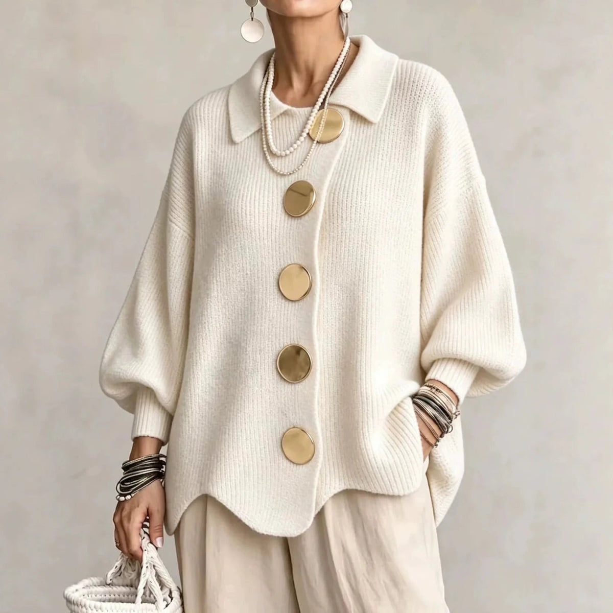 Karina – Oversized Collared Button Cardigan
