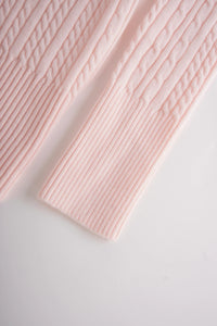 Styled look with the fur trim strawberry milk cable knit cardigan (pink)