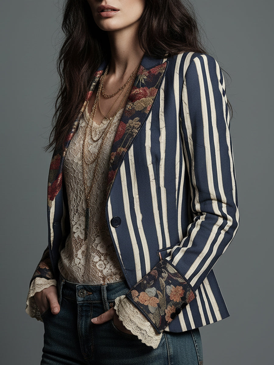 Avenorix - Bohemian Floral Blazer