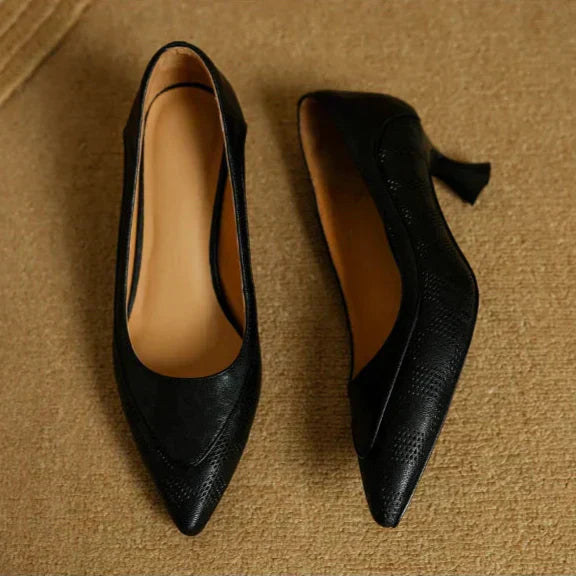 Paloma - Pointed Toe Kitten Heel Pumps Slip On Mid Heel