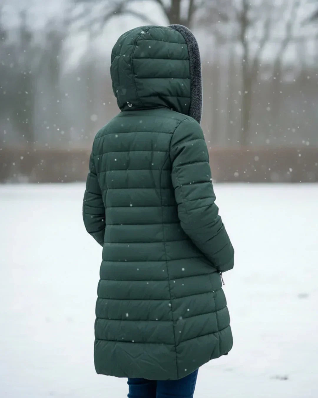 Front view of the georgina padded winter jacket