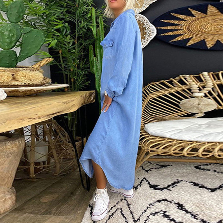 Marion - Denim-Effect Maxi Shirt Dress