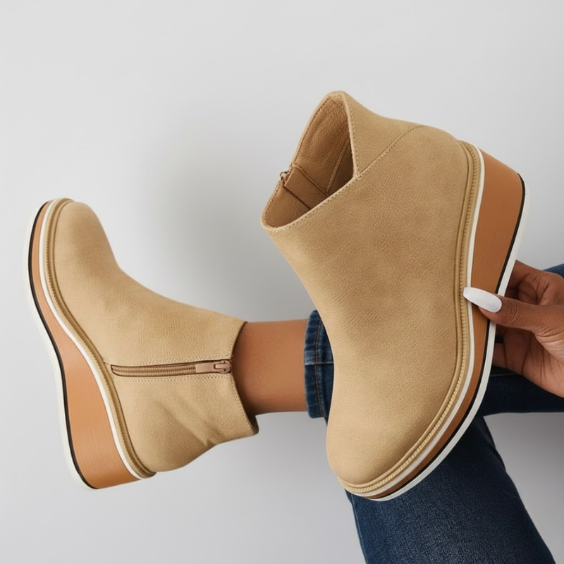Lorelei - Orthopedic Leather Wedge Boots