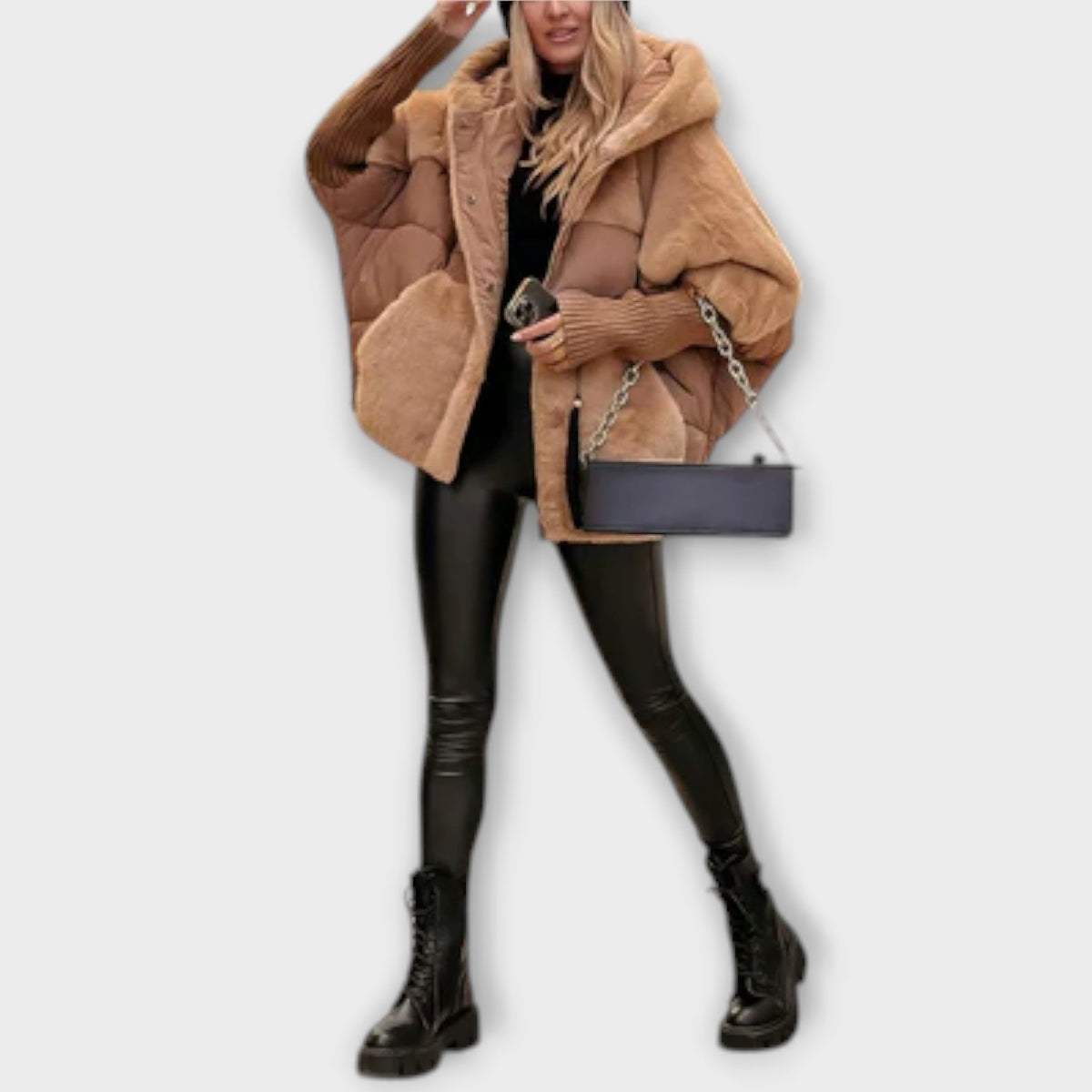 Front view of the elegant puffer jacket