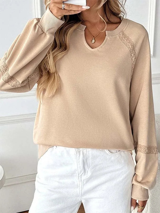 Women's Casual Loose Lace Patchwork Sweatshirt