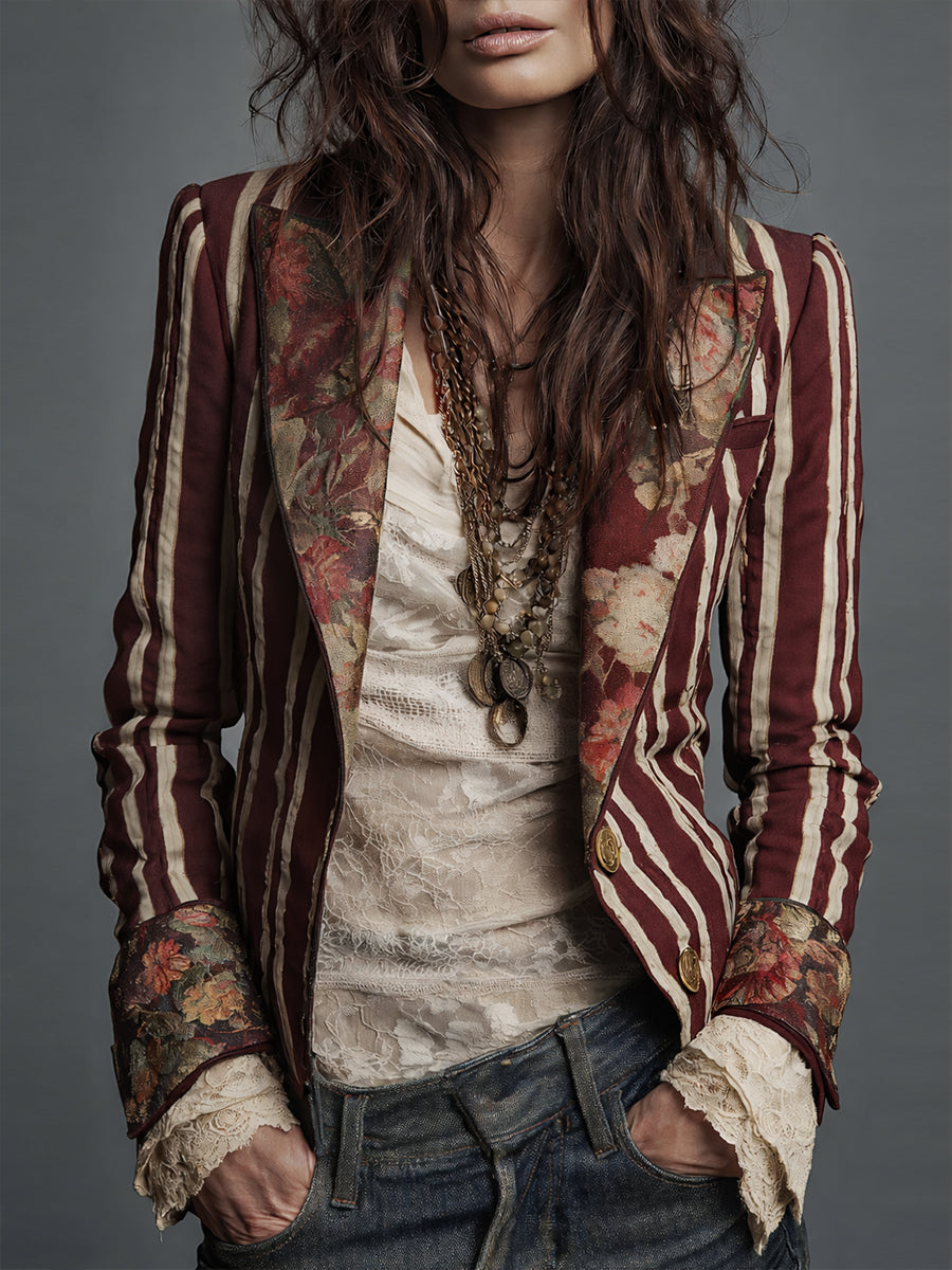 Avenorix - Bohemian Floral Blazer