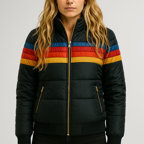 Retro Stripe Quilted Puffer Jacket – Susan & Anne