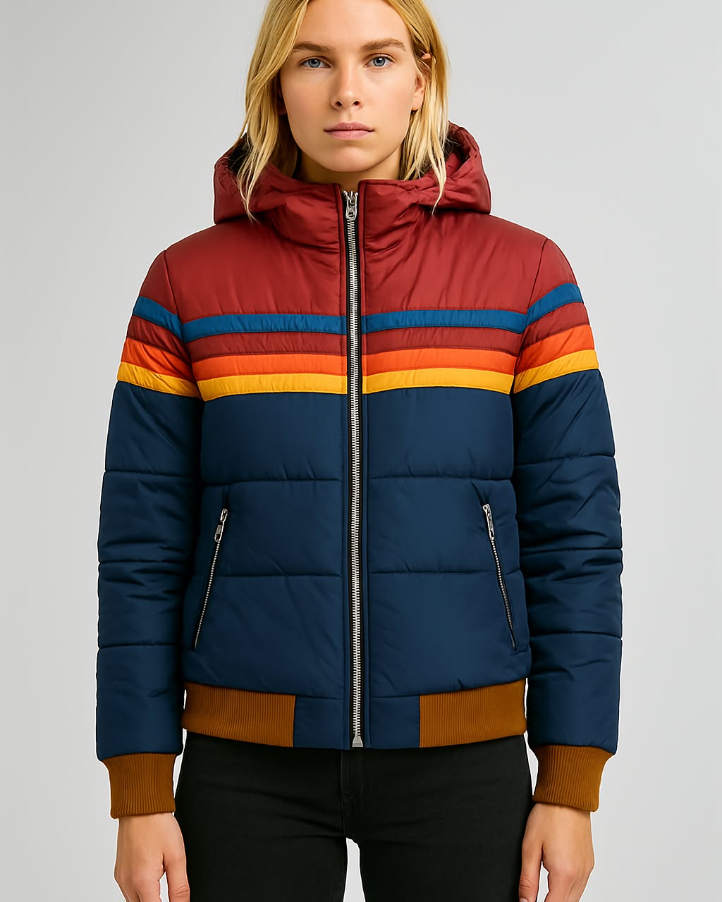 Retro Stripe Quilted Puffer Jacket – Susan & Anne