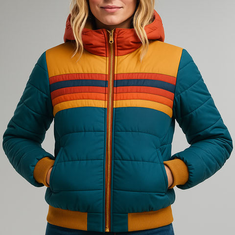 Retro Stripe Quilted Puffer Jacket – Susan & Anne