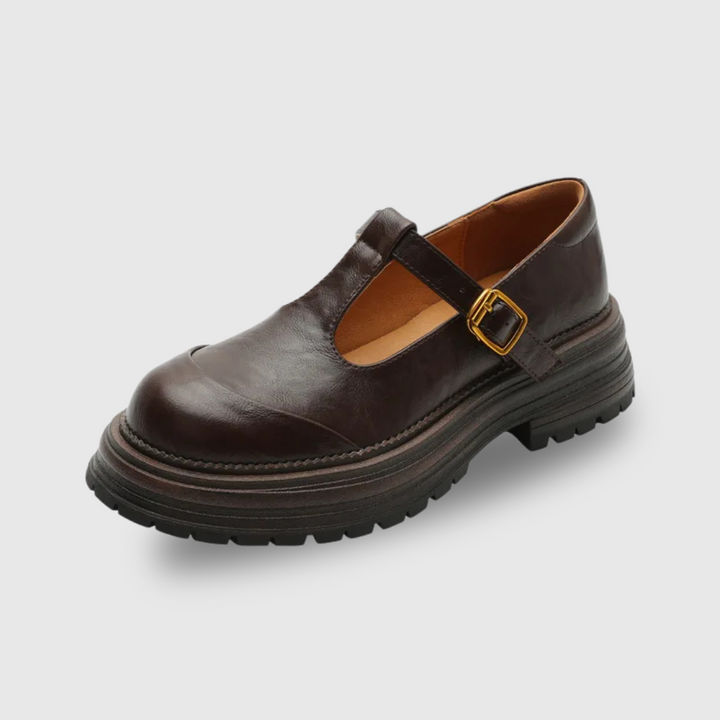 Blythe - T-Bar Mary Jane Shoes Round Toe Brogue Low Heel