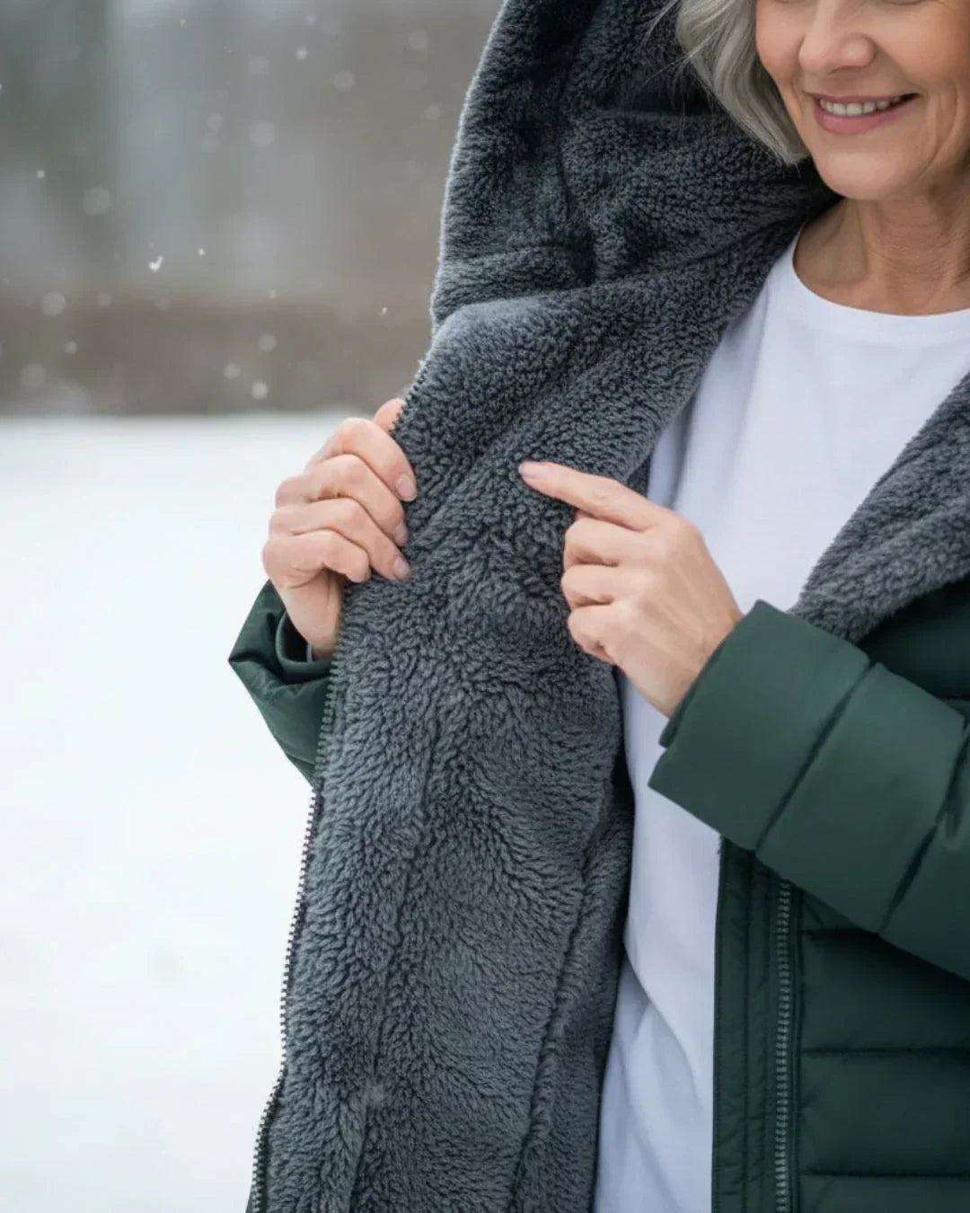 Detail of the georgina padded winter jacket