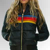 Retro Stripe Quilted Puffer Jacket – Susan & Anne