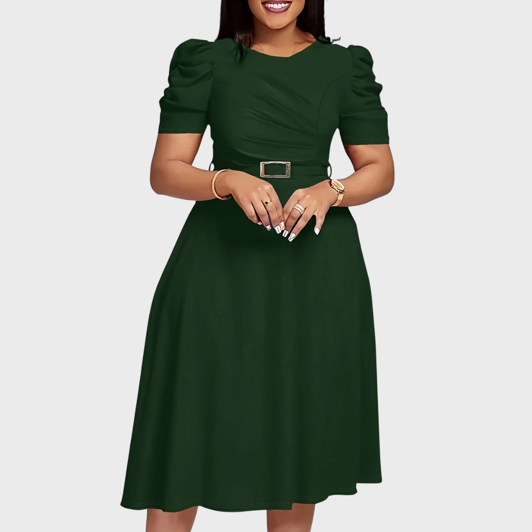 Detail of the harriet bloom soft-touch ruched midi dress