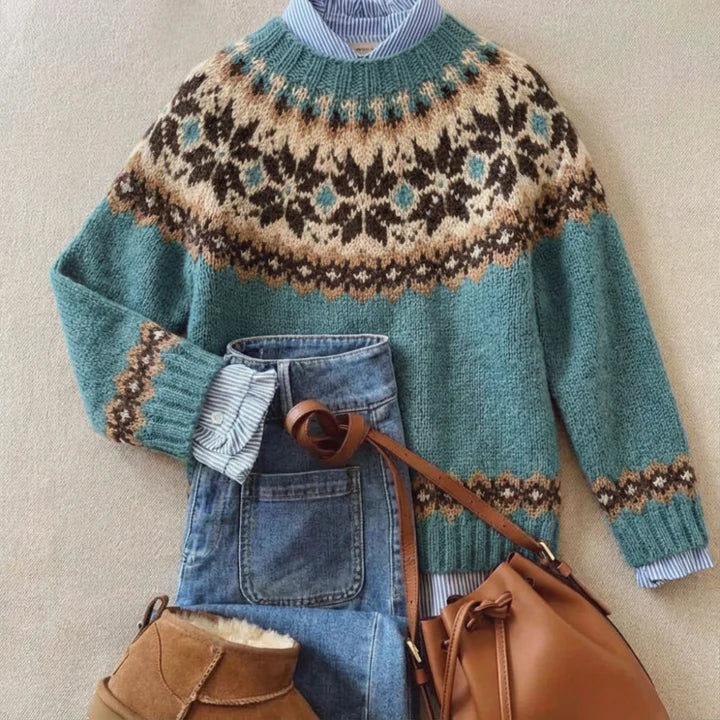 Vintage Patterned Knit Sweater
