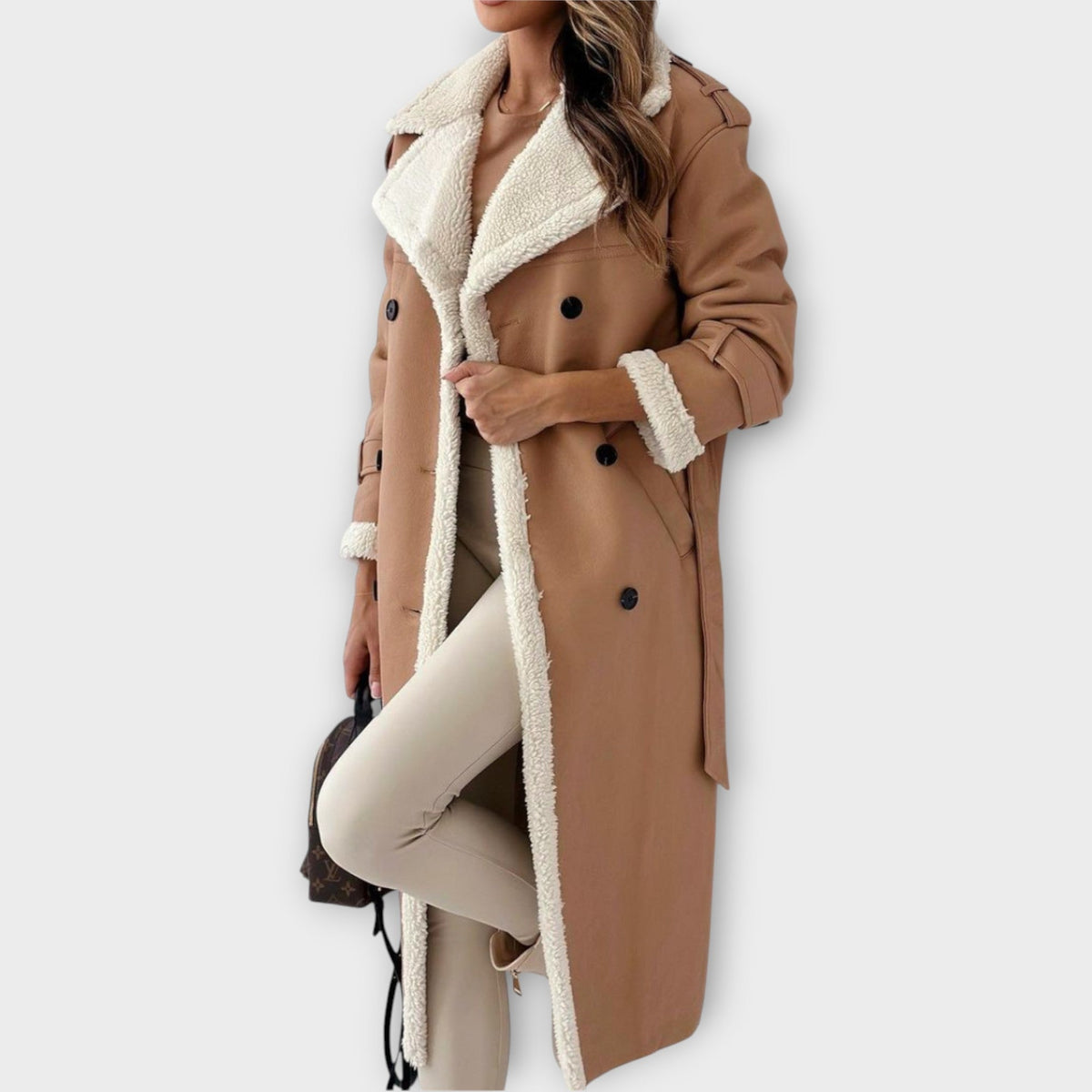 Sherpa-Lined Double-Breasted Trench Coat – Susan & Anne