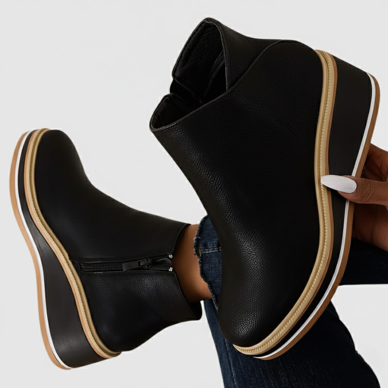 Lorelei - Orthopedic Leather Wedge Boots