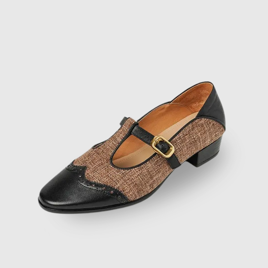 Cosima - Two-Tone T-Strap Mary Jane Shoes Vintage Low Heel