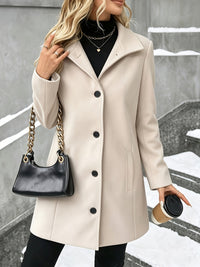 Elegant Wool Coat for Women with Notch Collar Single Breasted Longline Style - Susan & Anne