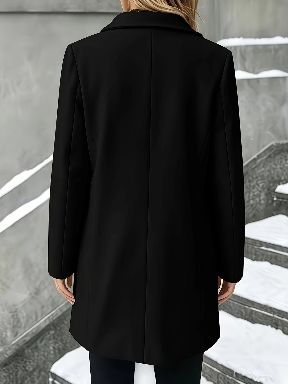Elegant Wool Coat for Women with Notch Collar Single Breasted Longline Style - Susan & Anne