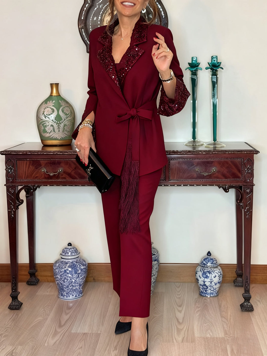 Dorinelle - Sequin Blazer & Trousers Set