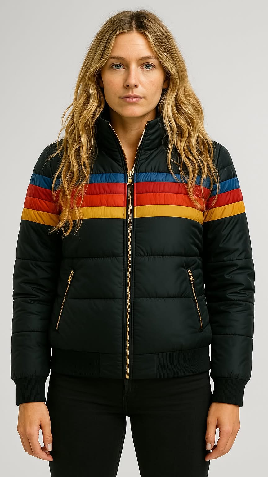 Retro Stripe Quilted Puffer Jacket – Susan & Anne