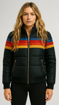 Retro Stripe Quilted Puffer Jacket – Susan & Anne
