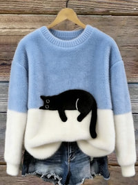Bonnie | Cat Print Oversized Sweater