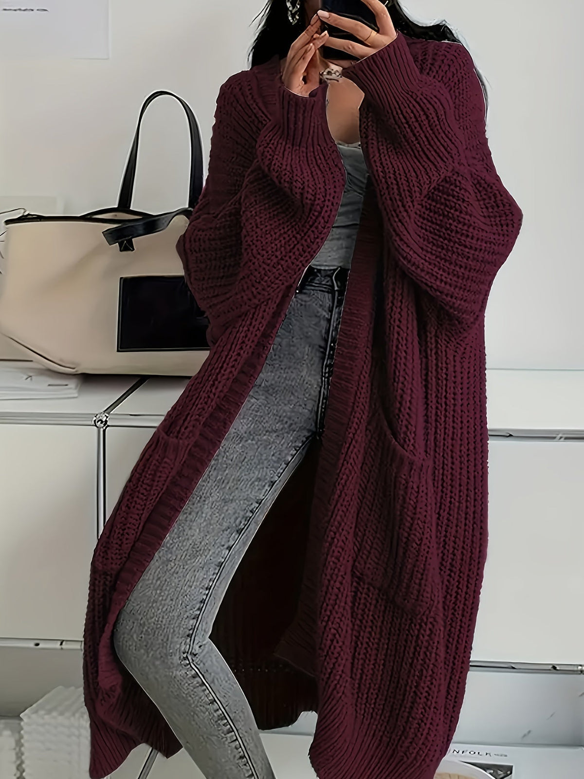 Back view of the rosalienne soft-touch longline cardigan