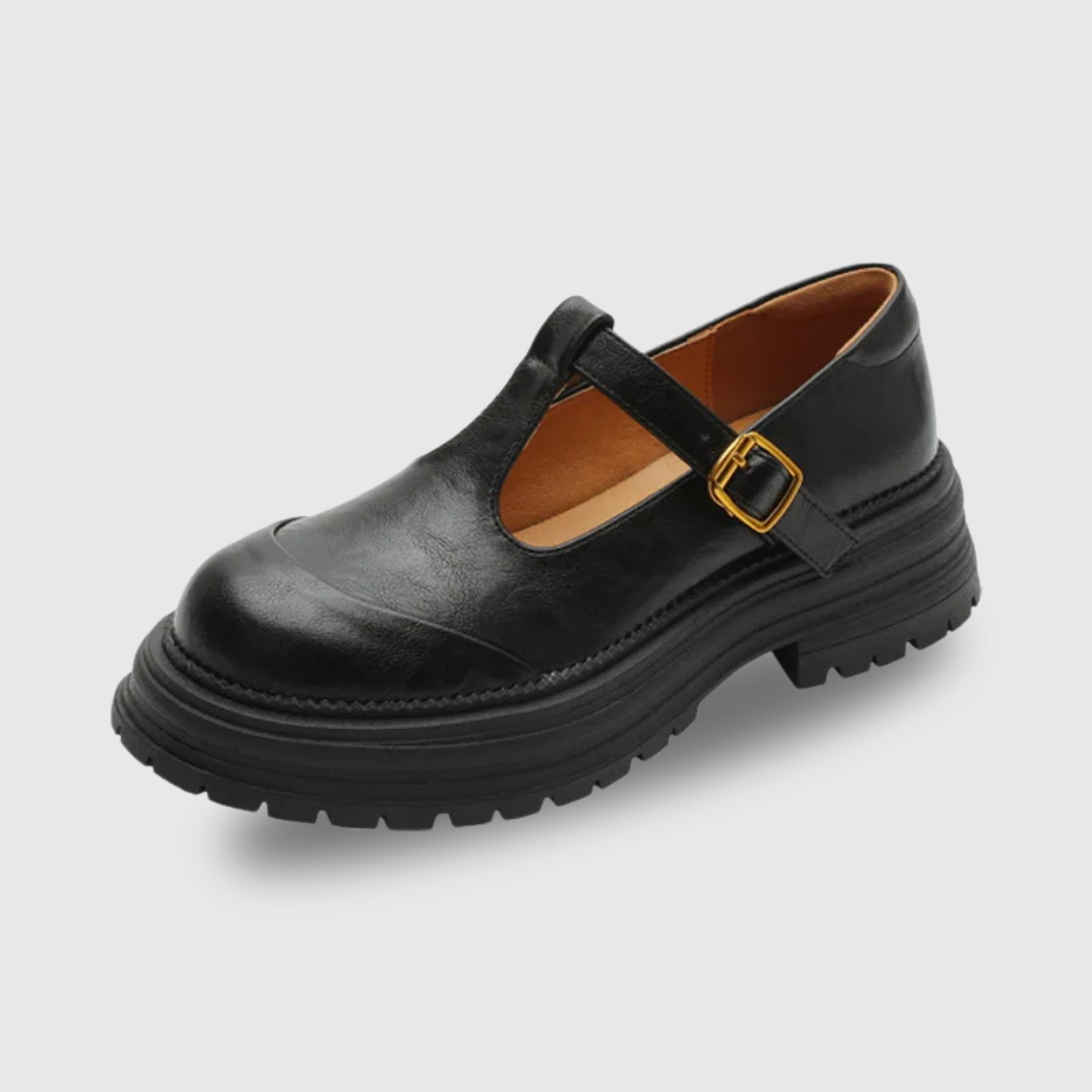 Blythe - T-Bar Mary Jane Shoes Round Toe Brogue Low Heel