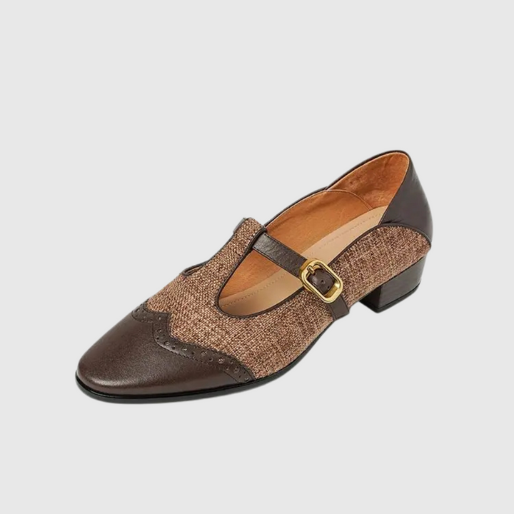 Cosima - Two-Tone T-Strap Mary Jane Shoes Vintage Low Heel