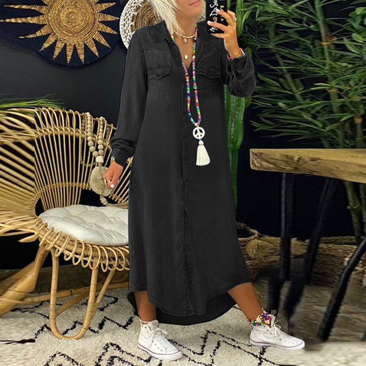 Marion - Denim-Effect Maxi Shirt Dress