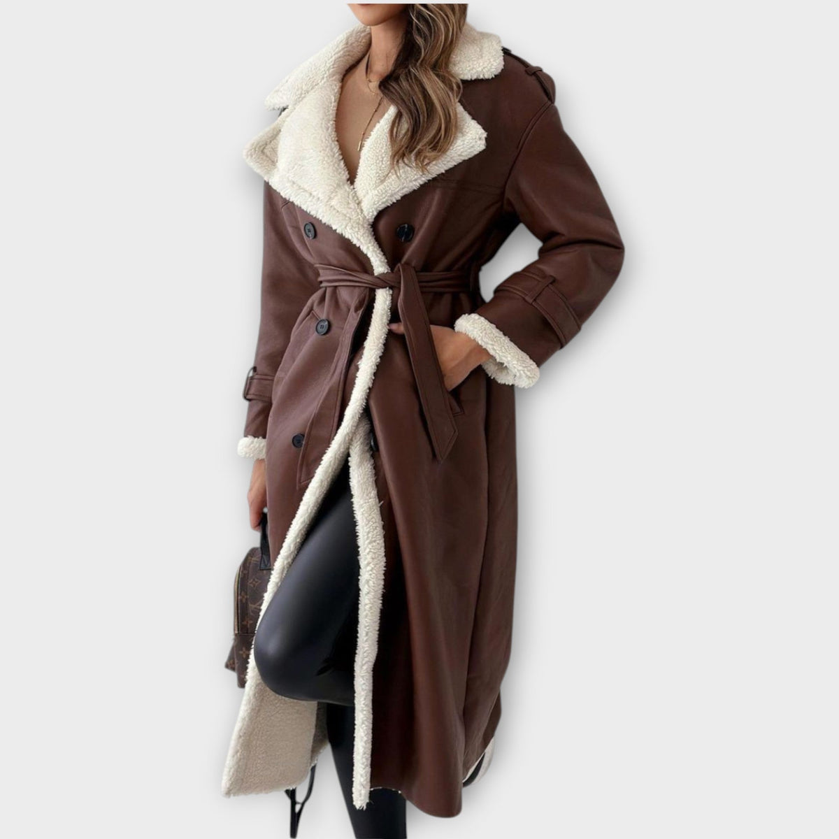 Sherpa-Lined Double-Breasted Trench Coat – Susan & Anne