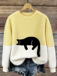 Bonnie | Cat Print Oversized Sweater