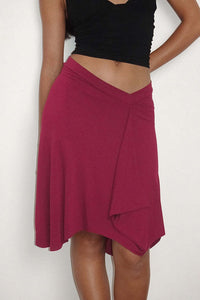 Back view of the plaid asymmetric midi skirt