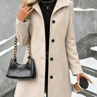 Elegant Wool Coat for Women with Notch Collar Single Breasted Longline Style - Susan & Anne