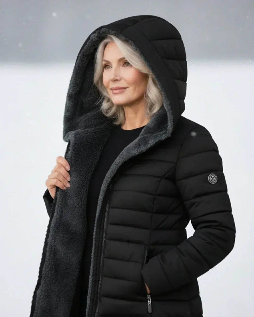 Back view of the georgina padded winter jacket