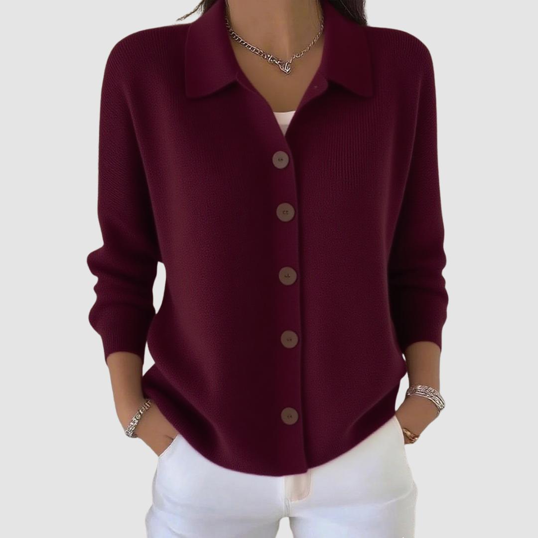 Styled look with the alexandra button-up knit cardigan