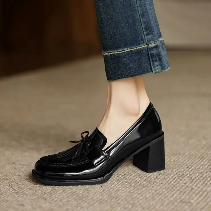 Vivienne - Tassel Loafer Pumps Block Heel Round Toe Heels