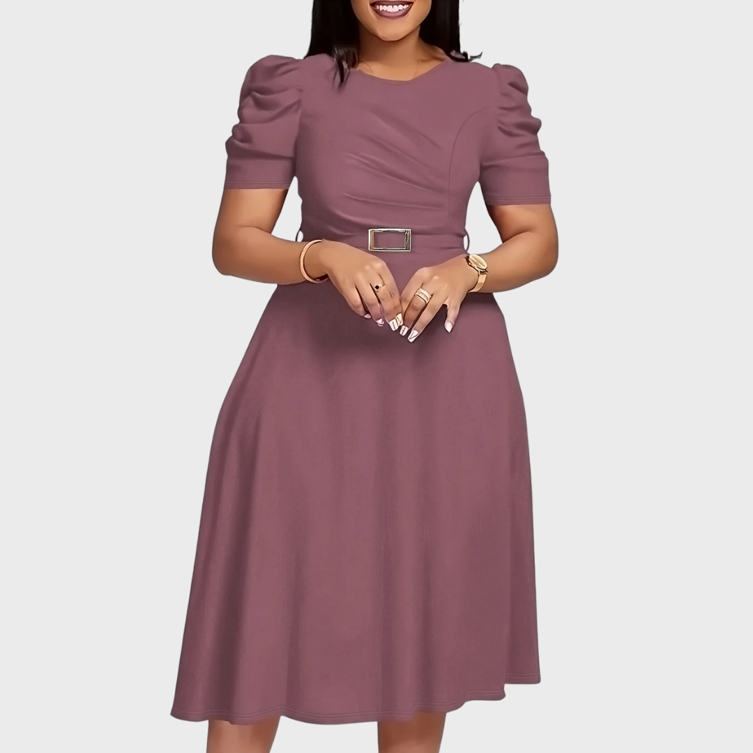 Styled look with the harriet bloom soft-touch ruched midi dress