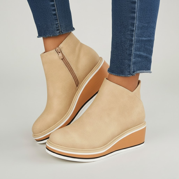Lorelei - Orthopedic Leather Wedge Boots