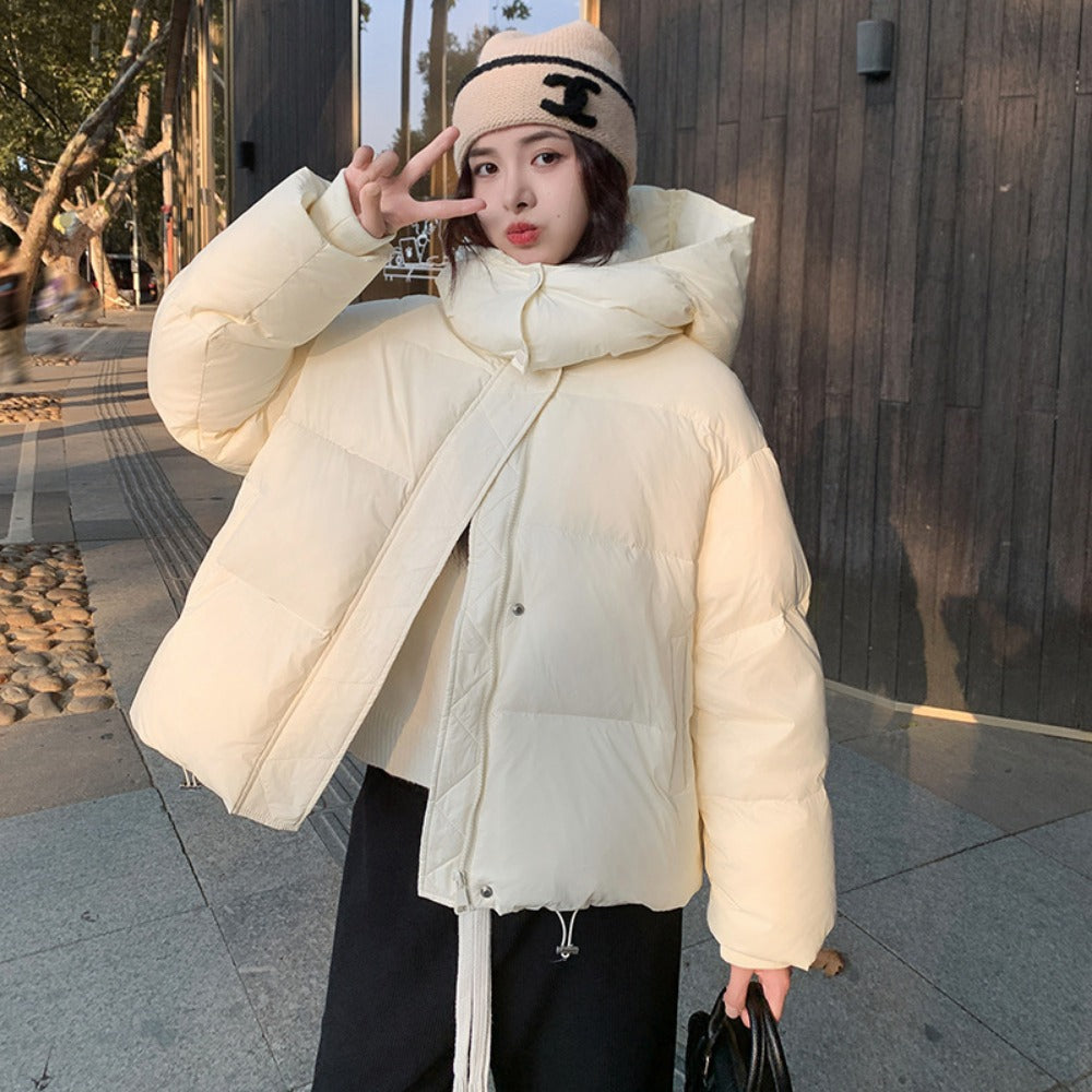Close-up of the rina hooded puffer jacket