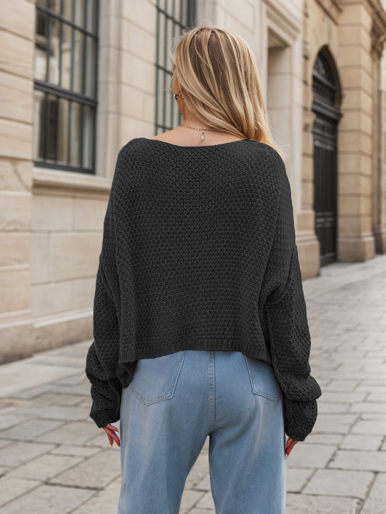 Dropped Shoulder Long Sleeve Sweater