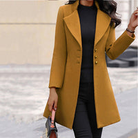 Elegant Wool Coat for Women with Notched Lapel Long Sleeve Button Front Tailored Style - Susan & Anne