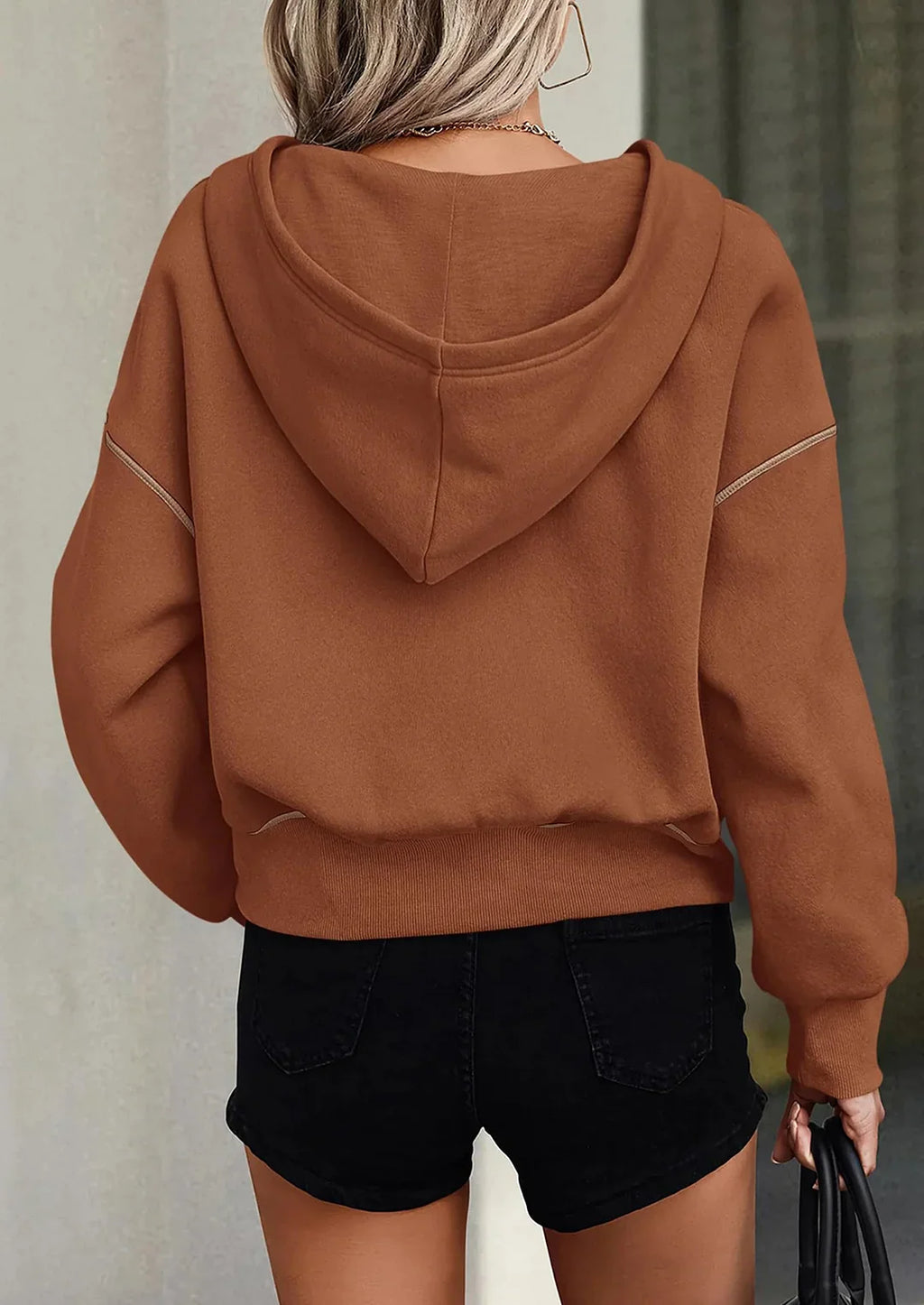 Women's Half Zip Cropped Hoodie
