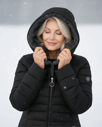 Close-up texture of the georgina padded winter jacket