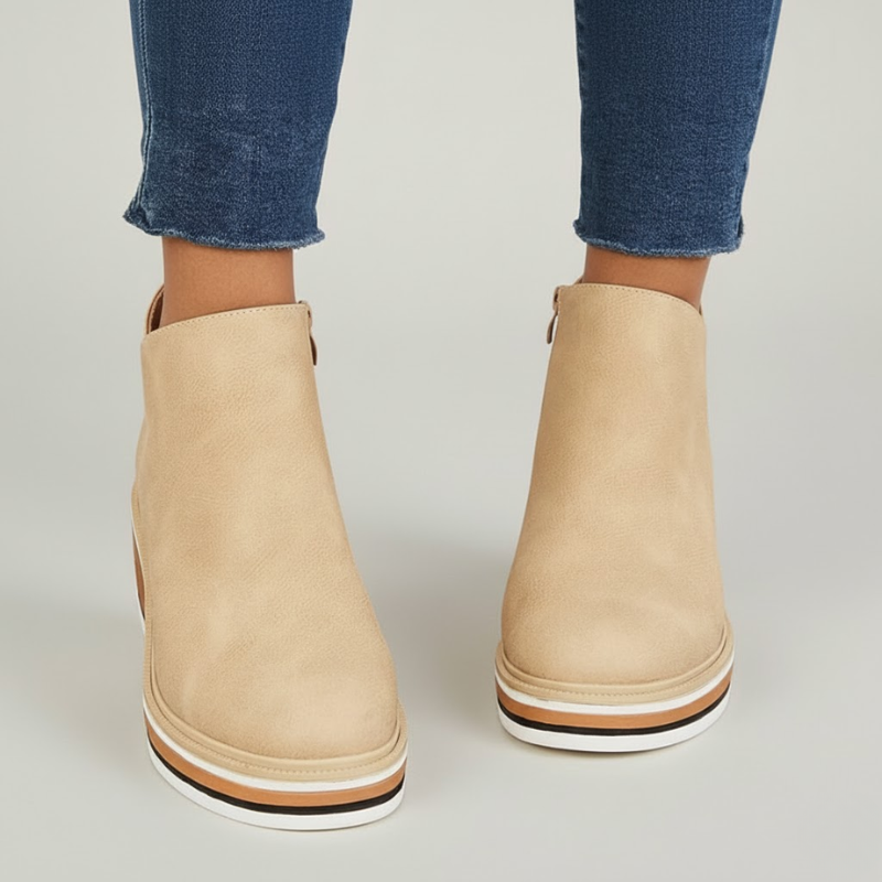 Lorelei - Orthopedic Leather Wedge Boots