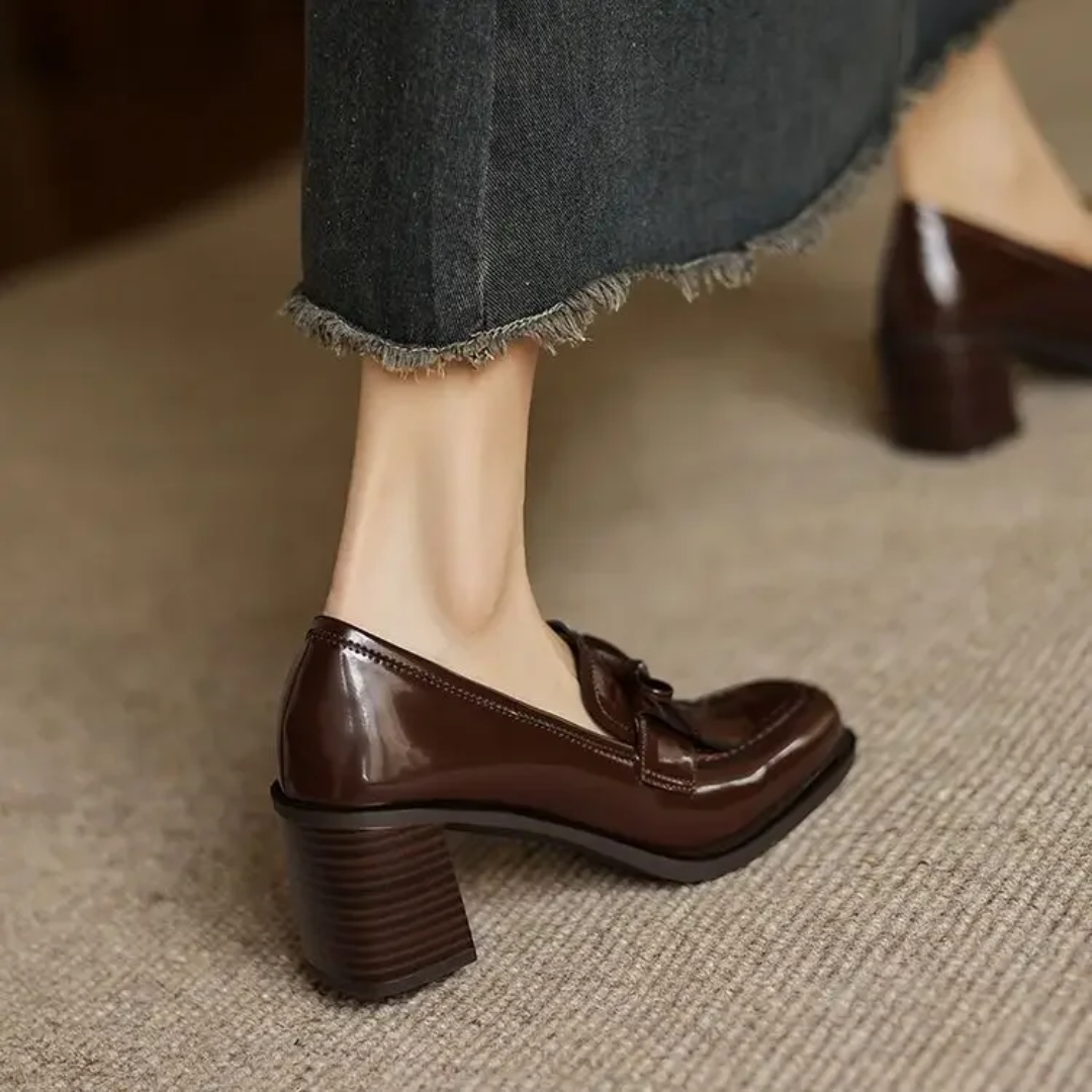 Vivienne - Tassel Loafer Pumps Block Heel Round Toe Heels