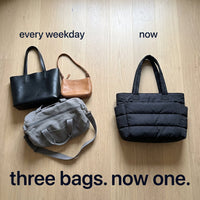 Three bags every weekday, now one Pillow Tote