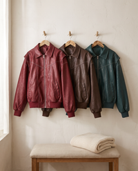 Oversized Colorblock Windbreaker Jacket in Cherry, Brown and Deep Green